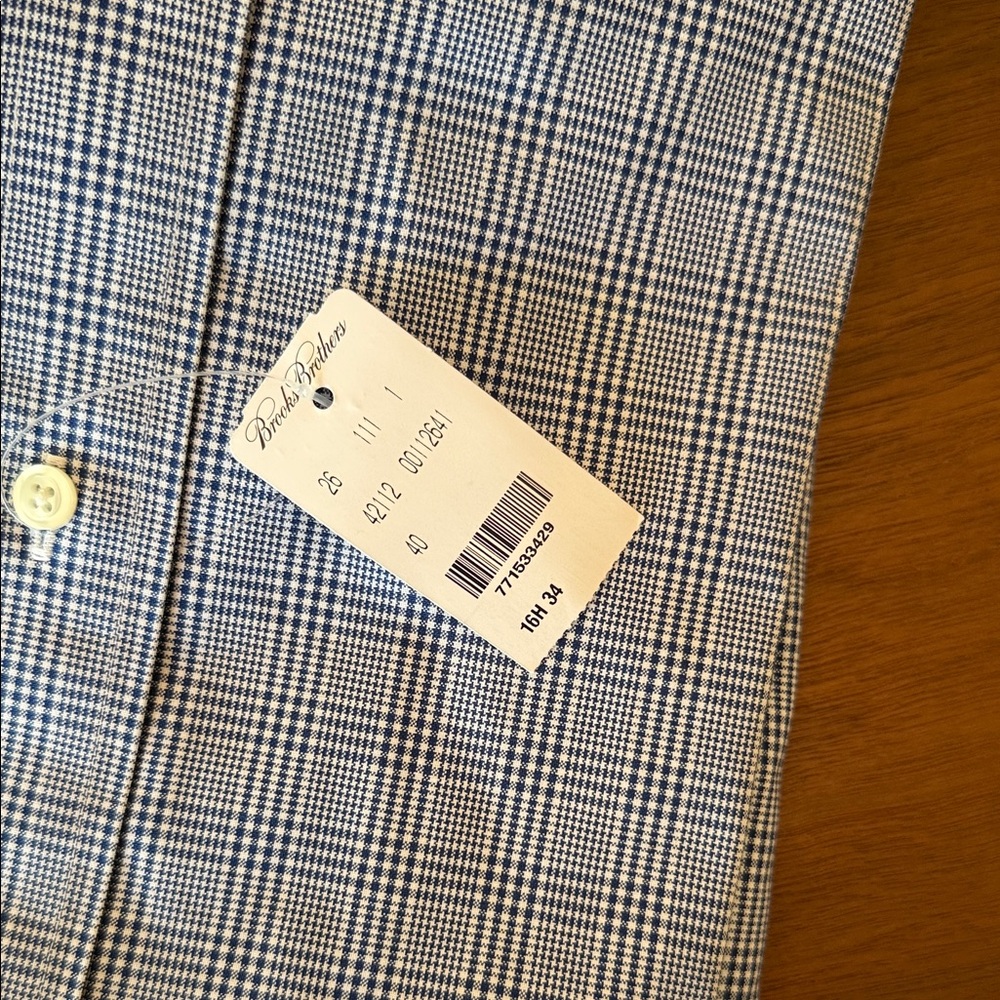 Brooks Brothers Blue and White Plaid Dress Shirt NWT - Picture 5 of 6